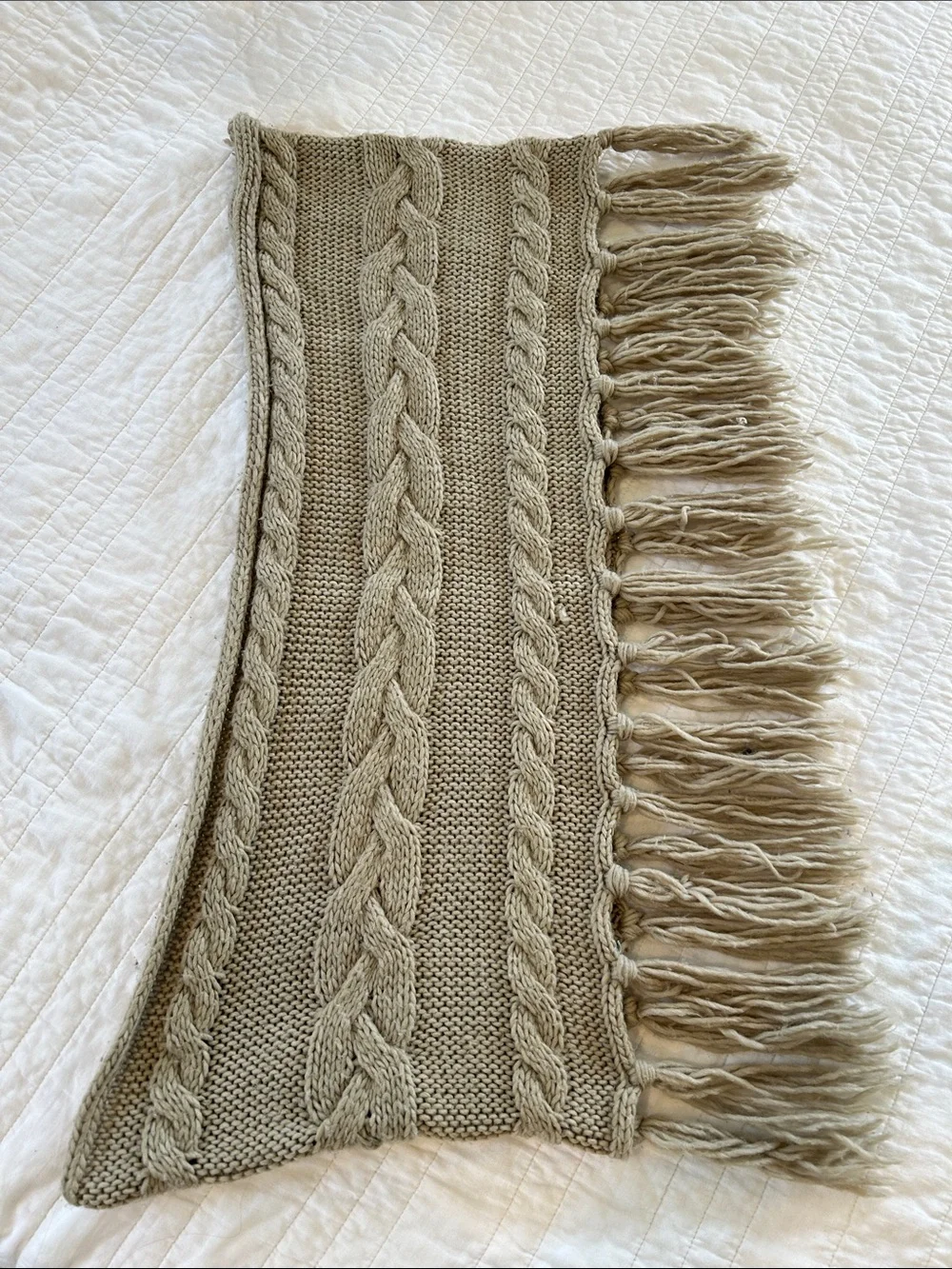 GUC Beige Knit Fringe Infinity Scarf